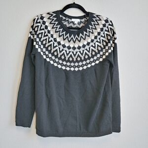 J. Jill Fair Isle Metallic Thread Sweater Sz S